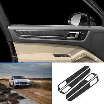 Отделка внутренней дверной панели из настоящего углеродного волокна 4шт Подходит для Porsche Cayenne 2018-2023