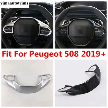 Отделка рамки кнопки рулевого колеса автомобиля для Peugeot 508 2019-2022, Аксессуары из ABS матового/углеродного волокна для интерьера