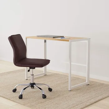 Офисный стул, современный офисный стул без подлокотников - регулируется по высоте, вращается на 360 градусов, с мягкой спинкой, коричневый