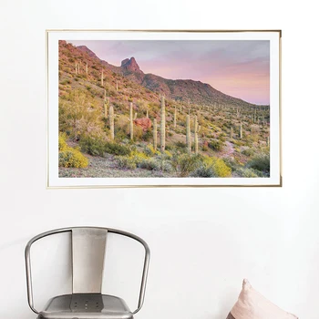 Пастельный принт с закатом в пустыне, Фотопостер Национального парка Сагуаро, пейзаж Аризоны, Картина на холсте, настенный декор в стиле бохо