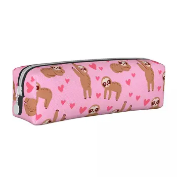 Пеналы с милым ленивцем в виде розового сердечка, классические сумки для ручек для студентов, школьные принадлежности большой емкости, подарочные пеналы