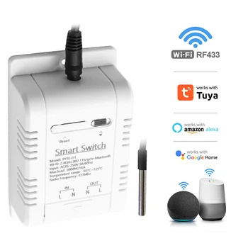 Переключатель температуры Wi-Fi 16a Tuya Smart Rf433, интеллектуальный термостат, датчик температуры Ds18b20, Водонепроницаемый монитор в режиме реального времени