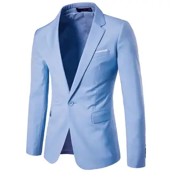Пиджак с простыми карманами на пуговицах, пиджак для костюма, удобное мужское пальто, Приталенный однотонный блейзер для банкета