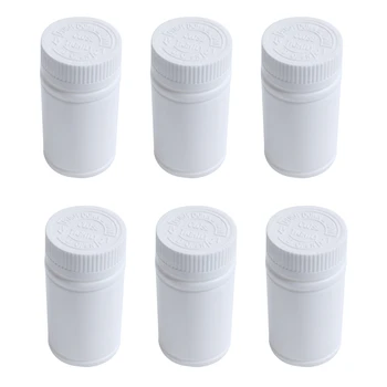 Пластиковые Пустые Бутылки Для Лекарств, Держатель Контейнера Для Таблеток, 6шт Белого Цвета