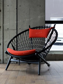 Плетеный ротанговый ленивый диван-кресло creative art lounge chair Nordic ins single negotiation chair из массива дерева balcony leisure home