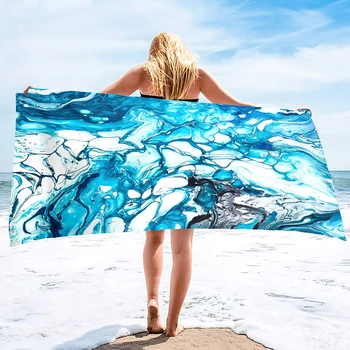 Пляжное полотенце из микрофибры, пляжное одеяло без песка, Быстросохнущее пляжное полотенце без песка, легкое пляжное полотенце большого размера, пляжное одеяло из мрамора