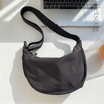 Повседневная женская сумка Petscog 2022, однотонные мягкие сумки через плечо большой емкости, модные женские сумки в виде полумесяца