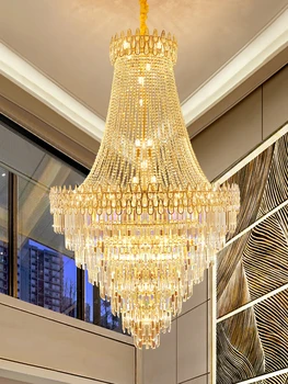 Подвесная лампа Столовая Хрустальная люстра Вестибюль отеля Вилла Люстра для гостиной Большие Индивидуальные Хрустальные подвесные светильники