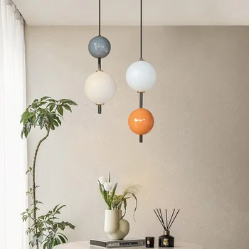 Подвесные светильники в скандинавском стиле, виноградный блеск, Стеклянный шар, подвесная лампа, простая спальня для гостиной, домашняя светодиодная подсветка, освещение столовой