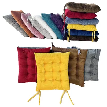 Подушка для стула с вельветовым ремешком, осенне-зимнее тепло, однотонная подушка для стула, бархатная полоска, удобная подушка для ягодиц