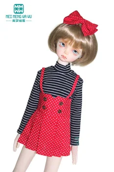 Подходит для кукольной одежды 43 см MSD 1/4 BJD, модной полосатой длинной футболки и плиссированной юбки в подарок для девочек