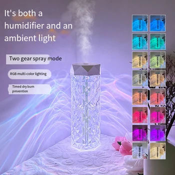 Портативный увлажнитель воздуха с кристаллами духов RGB, ароматический диффузор, туманообразователь для воды с эфирным маслом и ночником для дома, спальни, автомобиля 가습기