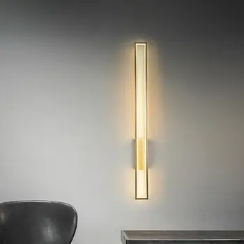 Продолговатый медный светодиодный настенный светильник для гостиной, Длинное настенное бра для лестничной клетки, 2023 Новая Роскошная спальня, Античный Золотой Черный настенный светильник