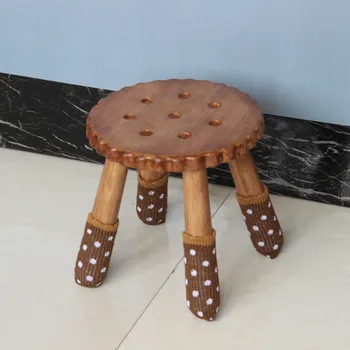 Простая и прочная деревянная скамеечка для домашней гостиной, обувь для взрослых и детей, круглый низкий детский табурет из бисквитного дерева