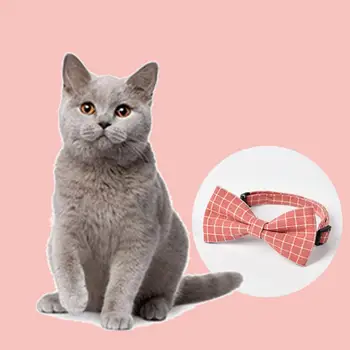 Регулируемый ошейник для домашних животных в британском стиле, клетчатый ошейник с галстуком-бабочкой в английском стиле, удобный Легкий ошейник для собак и кошек для домашних животных