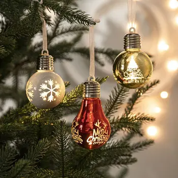 Рождественская елка, шар, декор, Лампочка, принадлежности для вечеринок, пластиковые новогодние подвесные украшения, Navidad, Рождественский Подвесной дом, Счастливого Рождества