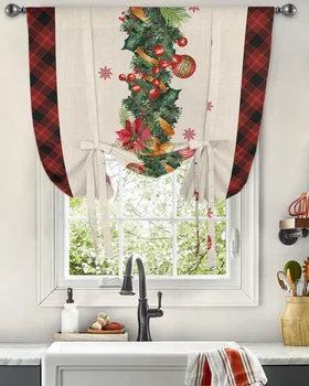 Рождественские огни в виде снежинок, Шар из сосны, занавеска на окно для гостиной, домашний декор, жалюзи, шторы для кухни, короткие занавески