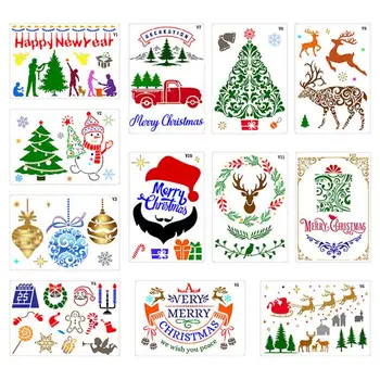Рождественские трафареты для рисования, трафареты для открыток, трафареты для вывесок для зимних праздников, декор своими руками, Рождественские трафареты для рисования, можно стирать