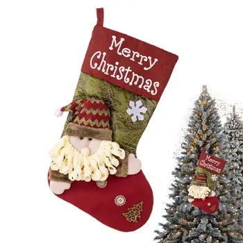 Рождественские Чулки, сумки для угощений большой емкости, Многоразовые Рождественские Носки, Украшение, Подвесная подвеска для рождественского украшения