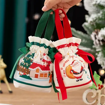 Рождественский мешок Санта-Клауса, Рождественские Подарки, Сумка для хранения конфет, Рождественские украшения, Чулки, Рождественская сумка на шнурке, Праздничные принадлежности