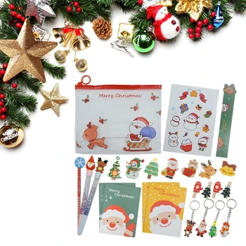 Рождественский набор канцелярских принадлежностей с рождественскими мешочками для карандашей и ластиков для детей