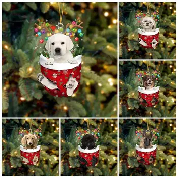 Рождественский орнамент, имитирующий Собаку, Подвесной кулон, Рождественский сад на открытом воздухе, Очаровательное украшение Для двора, Подарочная лужайка P7s0