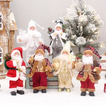 Рождество с Рождеством Санта-Клаус стоящая кукла 30 см Рождественская елка висит кулон плюшевые фигурки игрушки домашний декор партии поставки