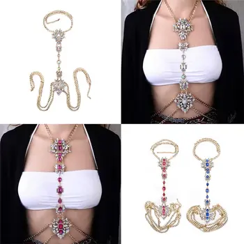Роскошная Сексуальная цветочная цепочка для тела, длинное ожерелье, макси-цепочка ручной работы, украшения для тела и бикини для женщин