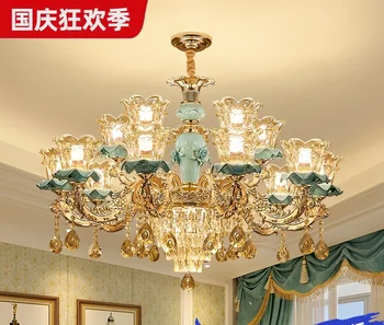 Роскошная хрустальная люстра в европейском стиле для гостиной, роскошные атмосферные светильники для главной спальни виллы, рис.