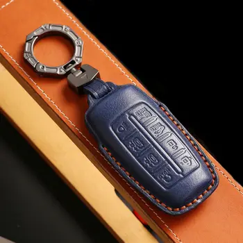 Роскошный кожаный чехол для автомобильных ключей Hyundai Genesis G70 G80 G90 2019 2020 брелок для ключей в виде ракушки-брелка