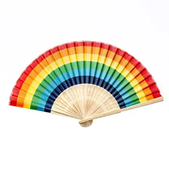 Ручной складной вентилятор Summer Rainbow для украшения свадебной вечеринки, фестиваля и танцев