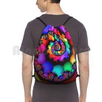 Рюкзак Spin Of The Rainbow, сумка на шнурке, спортивная сумка для верховой езды, скалолазания, абстрактные фрактальные обои цвета радуги, спиральные линии