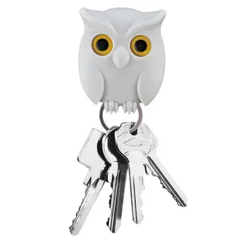 Самоклеящиеся крючки для ключей, магнитные держатели для ключей в виде совы, очаровательный дизайн, самоклеящиеся настенные крючки с автоматическим открытием-закрытием глаз, ключ в виде совы