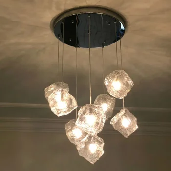 Светодиодная креативная маленькая люстра из ледяного стекла с индивидуальным украшением с одной головкой, с тремя головками, ресторан, бар, коридор, освещение крыльца