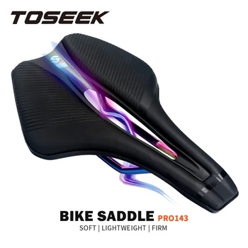 Седло гоночного велосипеда TOSEEK Тренировочного класса Man MTB Road Bike Tt TimeTrial Triathlon Bike Легкая подушка Black-Dazzle Rail