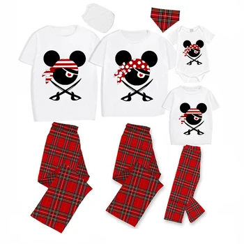Семейные пижамы Эксклюзивного дизайна, комплект серых пижам с изображением мышей-пиратов из мультфильма