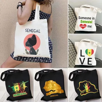 Сенегальский флаг, герб, Карта флага Сенегала, Африка, Путешествие, Любовь, сердце, холщовая сумка-тоут, хлопковая сумка для покупок в Харадзюку