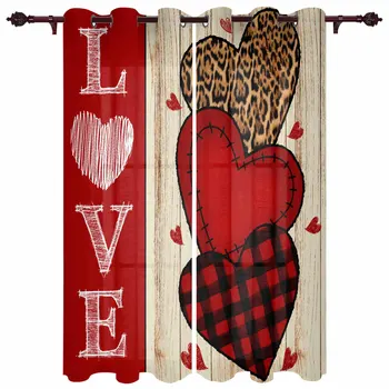 Сердце ко Дню Святого Валентина, леопардовый принт, деревянные занавески для гостиной, занавески для спальни, современные кухонные жалюзи, шторы