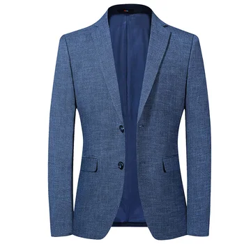 Синий весенний тонкий мужской костюм Lansboter, Корейский приталенный молодежный костюм среднего размера, повседневная куртка на каждый день