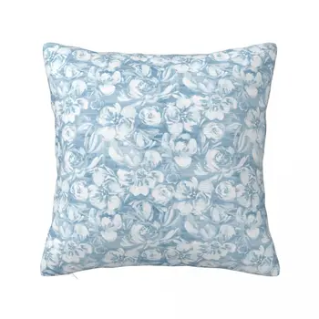 Синяя Акварельная Цветочная Наволочка из ткани с принтом, Наволочка для подушки, Декоративная наволочка для подушки, домашняя молния 40x40 см