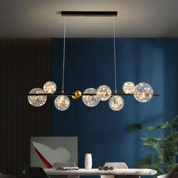 Скандинавские светодиодные люстры со стеклянным шаром Lustre, подвесные светильники для домашнего декора, потолочный светильник для внутреннего освещения гостиной, столовой