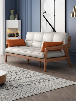 Скандинавский диван-кровать из массива дерева двойного назначения для небольших апартаментов, гостиная, можно складывать и стирать.