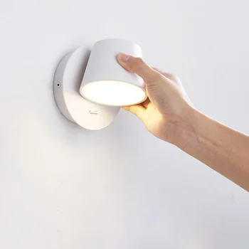 Скандинавский светодиодный настенный светильник с переключателем, поворачивающийся на 350 градусов, Прикроватная тумбочка в спальне, Лампа для чтения в коридоре, бра в отеле, освещение в помещении