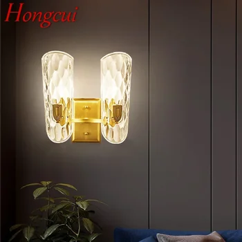 Современный латунный настенный светильник Hongcui для гостиной, спальни, прикроватной тумбочки, ретро-гостиничного коридора, настенного светильника для прихожей
