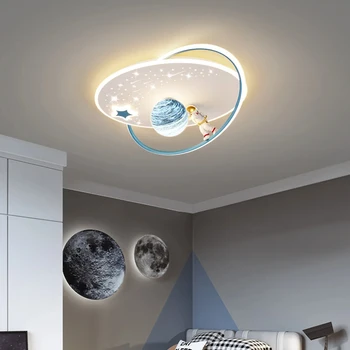 Современный светодиодный детский потолочный светильник, люстра для детской комнаты, украшение дома, спальня для девочек и мальчиков, Дизайн планеты Астронавт, освещение