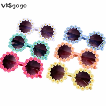 Солнцезащитные очки VISgogo для маленьких девочек, Милые сладкие цветы, Летние путешествия на открытом воздухе, повседневные Детские солнцезащитные очки, реквизит для фотосъемки