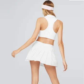 Спортивный костюм-двойка для тенниса Sean Tsing®, женский жилет без рукавов с подкладкой, дышащая юбка с защитными шортами, спортивная одежда для бадминтона
