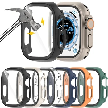 Стекло + Чехол для Apple Watch Ultra 2 49 мм Чехол для Умных Часов Протектор Экрана Бампер Закаленный Защитный Чехол для iwatch Ultra 49 мм