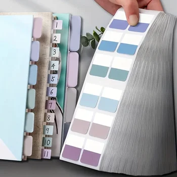 Стикеры Morandi Colors Index, заметки светлого цвета, стикеры в прозрачной папке с возможностью записи.