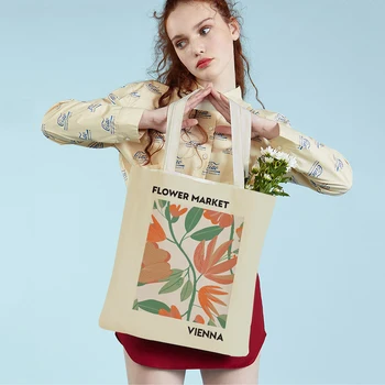 Сумка для покупок в супермаркете, женская сумка-тоут, винтажные Абстрактные Красочные Цветочные рыночные повседневные холщовые женские сумки для покупок